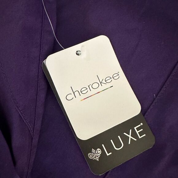 Cherokee Luxe Purple Grape Low Rise Flare Scrub Pants NWT - Picture 6 of 6
